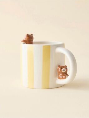 Urban Outfitters Striped Teddy Bear Mug